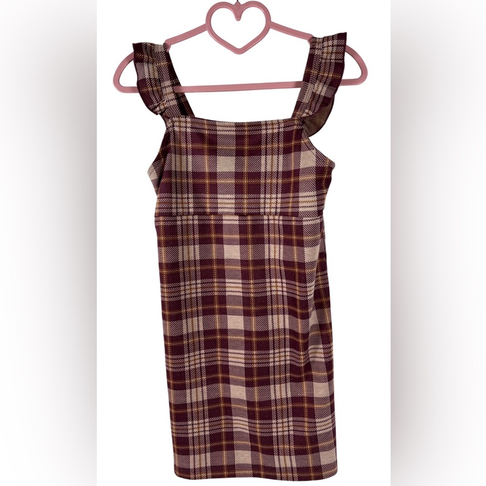 Pinky Plaid Flutter Dress